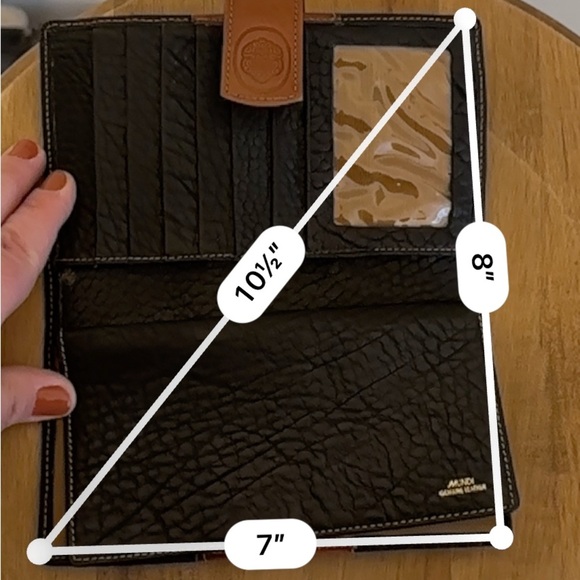 Mundi Long Wallet Brown Black Pebble Leather Gold Hardware Snap Coin Pocket Card - Picture 15 of 16